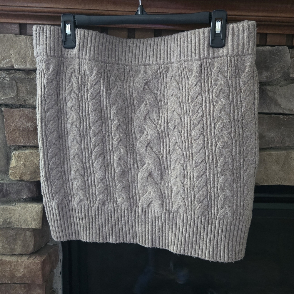 Noisy may Cable Knit Tan Skirt
